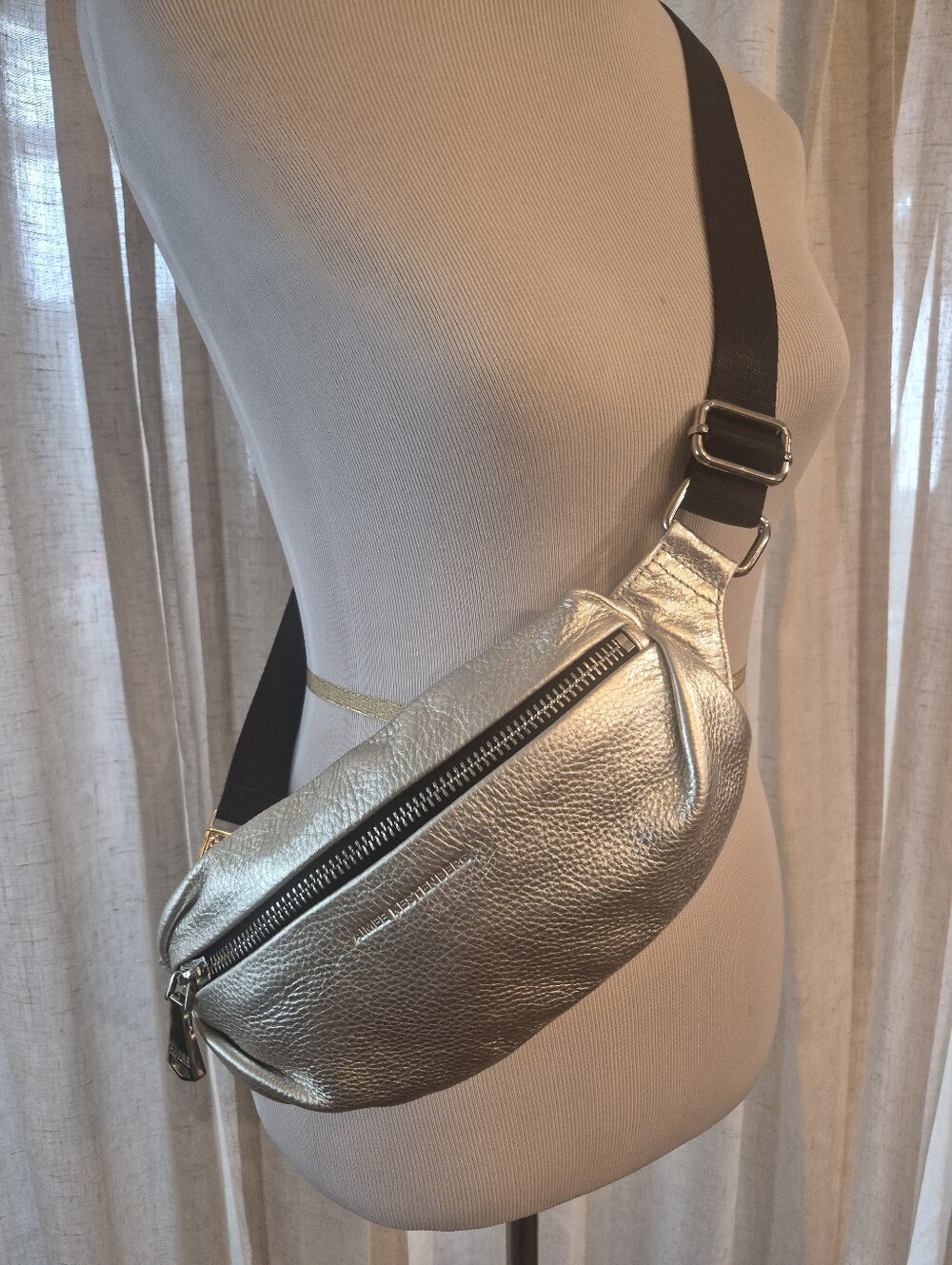 AIMEE KESTENBERG Metallic Silver Milan Bum Bag / Sling Bag